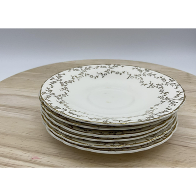 Vintage Royal China Co Ohio Saucers Set of 6 Floral 22K Gold Trim Plates USA