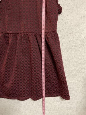 Xhilaration Dress Juniors Medium Red Geometric Fit Flare Sleeveless Ruffle Knit
