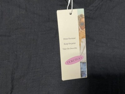 DOKOTOO Shirt Womens Medium Black V Neck Short Sleeve Dolman Relaxed Casual Top