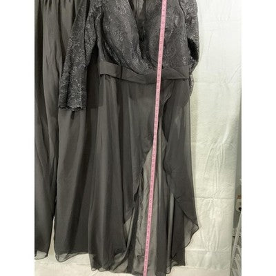 NEW VOGUE Dress Pants Set Womens XL Gray Lace Chiffon Long Sleeve Formal Wedding