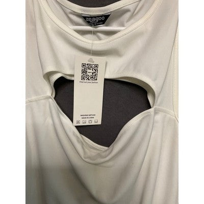 Zeagoo White Stretch Cutout Bodycon Dress Sleeveless Women's Size S NWT
