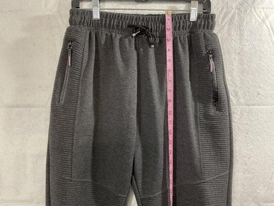 Pants Mens XL Gray Fleece Joggers Sweatpants Zip Pockets Drawstring Cuffed Moto