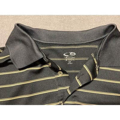 Champion Polo Shirt 2X Black Tan Striped Short Sleeve Collared Golf