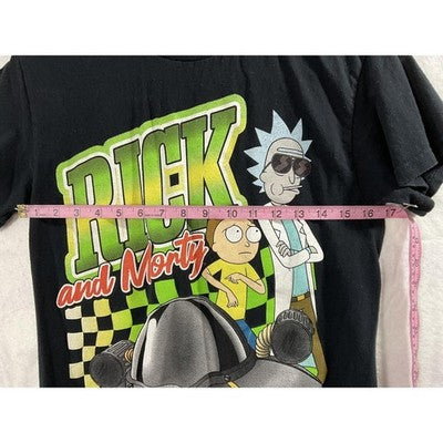 Rick And Morty Shirt Mens Small Black C-137 UFO Graphic Tee Cartoon Tagless