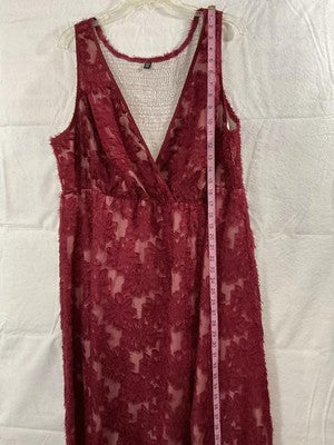 RWJ Dress Womens 3XL Red Lace Floral Sleeveless V Neck Maxi Lined A Line Party
