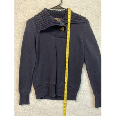 Ralph Lauren Jeans Co Sweater Womens Small Navy Blue Ribbed Collar Pullover Knit
