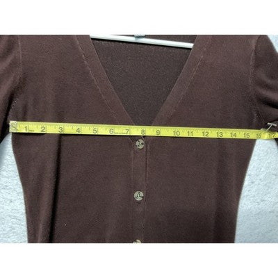 Forever 21 Sweater Womens Large Brown Knit Cardigan V Neck Button Front Pockets