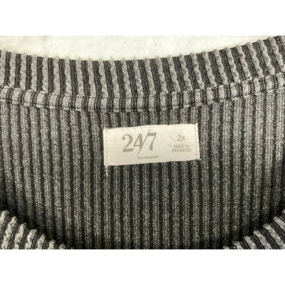 Maurices 24/7 Knit Dress Womens 2X Black Grey Striped Drawstring Waist Pockets
