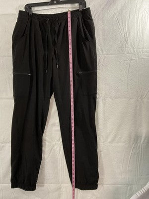 Eddie Bauer Pants Womens 12 Black Fleece Lined Jogger Zipper Pockets Cuffed