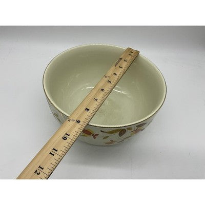 Vintage Hall's Superior Mixing Bowl Autumn Leaf Floral Gold Trim Jewel Tea Gilt