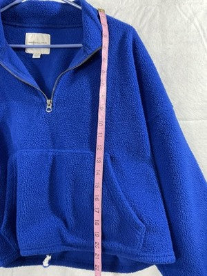 American Eagle Outfitters Sweatshirt Womens XL Blue Fleece 1/4 Zip Pullover