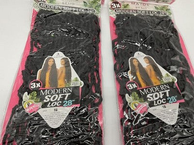 Mayde Beauty Modern Soft Loc 28in 1B 3X Crochet Synthetic Hair Extensions Lot 2
