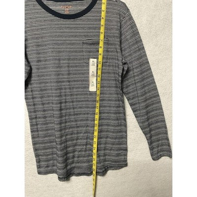 Cat & Jack Shirt Boys XL 16 Blue White Striped Long Sleeve Pocket Tee Soft