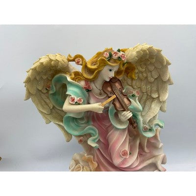 Goldenvale Collections Angel Figurine Large Pink Blue Violin Dolphin Cherub 16"