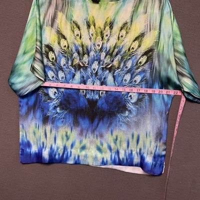 Graphic Peacock Top Bejewled / Rhinestones Art S Boho Festival New Directions