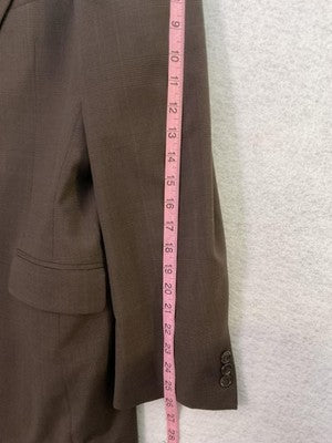 VTG Zylos George Machado Sport Coat Men 44 Brown Wool Check Blazer Lined Busines