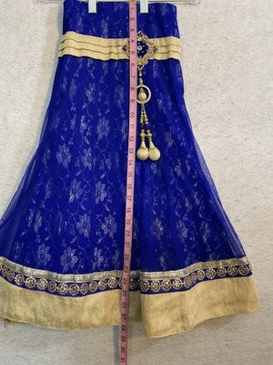 Skirt Girls 4 Blue Tulle Maxi Floral Sequin Trim Lined Formal Party Wedding