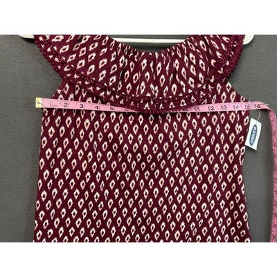 Old Navy Girls Boho Off Shoulder Ruffle Top L 10-12 Pom Pom Trim NWT