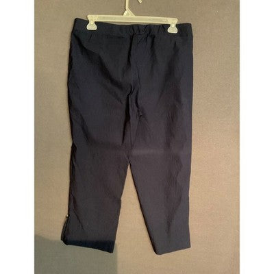 Zoe & Phoebe Women's Navy Cropped Pants XL Rayon Blend Button Hem Detail
