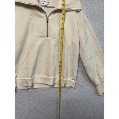 The Drop Sweatshirt Womens Small White Halen Half Zip Pullover Collared Fleece