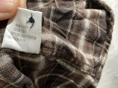 California Shirt Mens 2XL Brown Plaid Flannel Long Sleeve Button Up Pockets