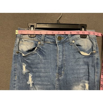 V.I.P. Jeans Juniors 3 Light Wash Shredded Skinny Stretch Distressed
