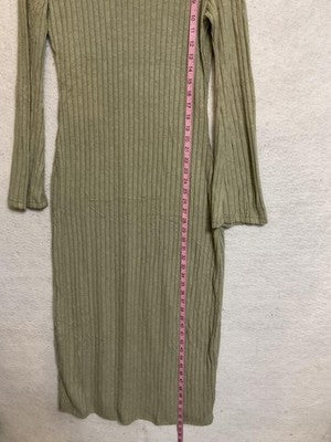 ANRABESS Sweater Dress Womens Large Green Ribbed Knit Long Sleeve Maxi New