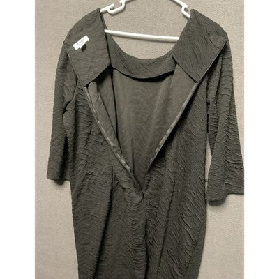 Cato Dress Womens 26W Black Textured Knee Length 3/4 Sleeve Pullover Plus Size