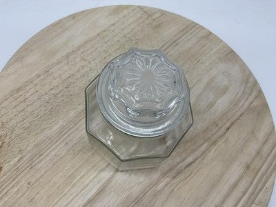 Clear Glass Kitchen Canister Jar With Lid Hexagon Faceted Storage Container