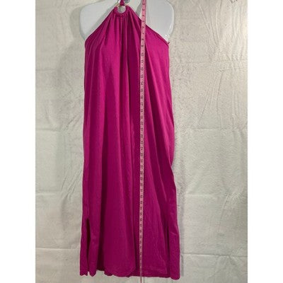Old Navy Halter Column Dress Womens Large Dragon Fruit Pink Midi Slit Summer