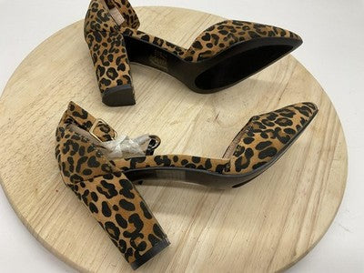 Forever Shoes Womens Size 6 Brown Leopard D'Orsay Ankle Strap Pumps SONGFUL-6