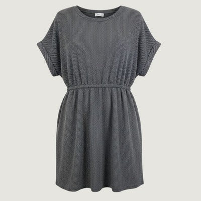 Maurices 24/7 Knit Dress Womens 2X Black Grey Striped Drawstring Waist Pockets