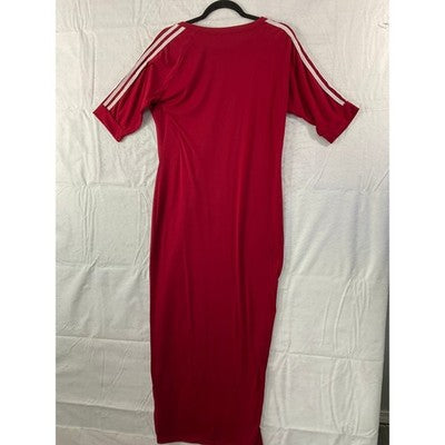 Graphic Maxi Dress Women XL Red Rainbow Lips Graphic Sporty Stripe T-Shirt