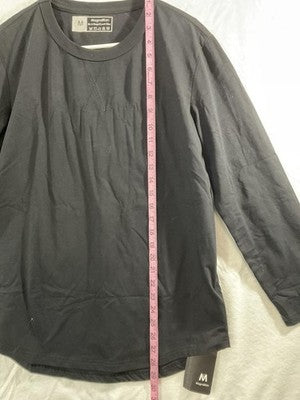 MagnaMan Shirt Mens Medium Black Long Sleeve Crewneck Basic Cotton Tee Casual