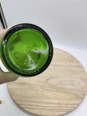 Unmarked Green Pressed Glass Tumbler Bottle With Lid Stopper Kitchen Bar Decor