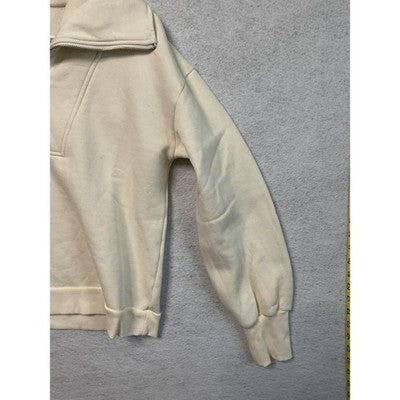 The Drop Sweatshirt Womens Small White Halen Half Zip Pullover Collared Fleece