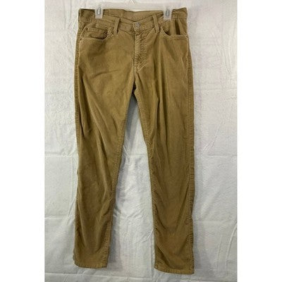 Levi's 511 Slim Fit Pants Mens 32x32 Tan Corduroy 04511-1063 Distressed Khakis