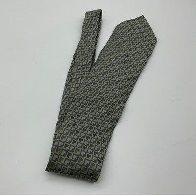 Stafford Necktie Mens Olive Green Grey Geometric Silk Classic Formal Accessory