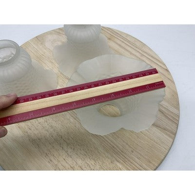 Set 3 Frosted Glass Lamp Shades Ruffled Edge Textured Replacement Globes