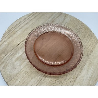 Pink Pressed Glass Dinner Plates Set Of 4 Swirl Pattern Retro Round Tableware