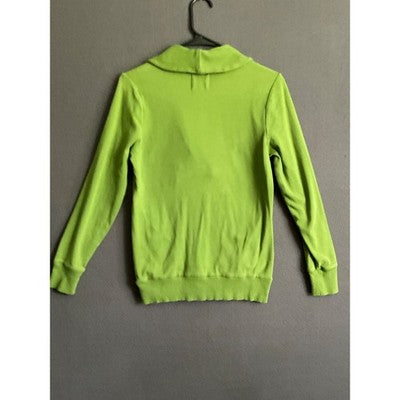 Banana Republic Green Pullover XS Ribbed V Neck Long Sleeve Y2K Pockets
