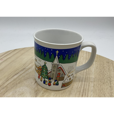 Christmas Winter Village Ceramic Coffee Mug Cup Holiday Snow Scene Church Tea