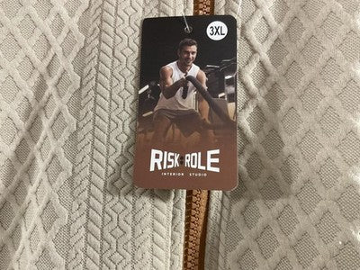 RISKROLE Jacket Mens 3XL Beige Textured Track Full Zip Elbow Patch Geometric