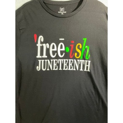 George T-Shirt Mens Large Black Free-ish Juneteenth Graphic Short Sleeve Tee