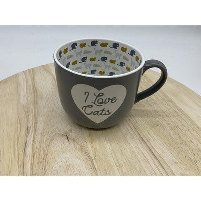 Market Finds I Love Cats Mug Ceramic Gray Heart Microwave Dishwasher Safe Cup