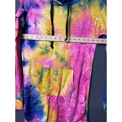 Tie-Dye Hoodie / Tunic Love Brand Cut Out Sleeves Large Comfortable Lightweight