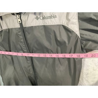 Columbia Windbreaker Jacket Mens Small Gray Full Zip Mesh Lined Hiking Coat