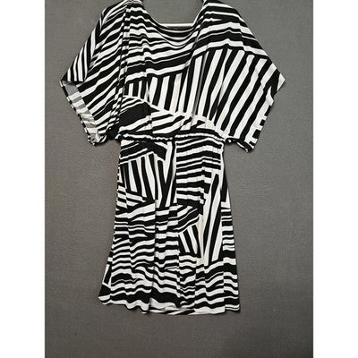 Retro Zebra Stripe Dress by Cato Size L Black White Comfy Stretch