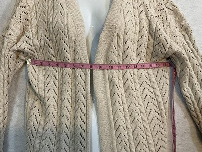 Moon & Madison Sweater Womens Medium White Open Knit Crochet Cardigan Top