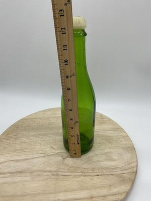 Unmarked Green Pressed Glass Tumbler Bottle With Lid Stopper Kitchen Bar Decor